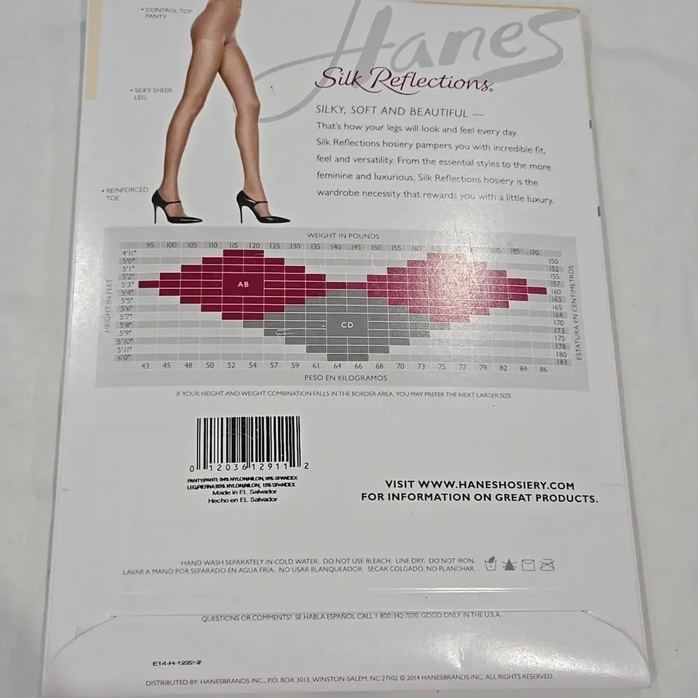 Panty Hose Silk Reflections Control Top Reinforced Toe CD Jet Black New